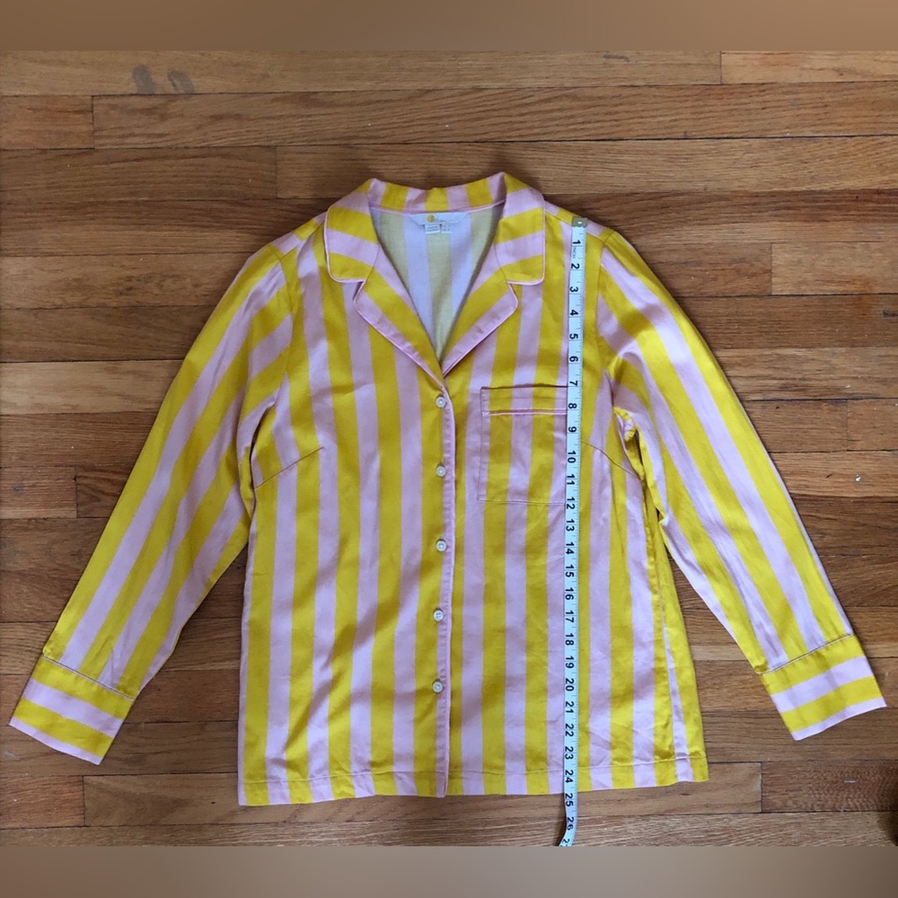 Boden Janie Pajama Shirt yellow and pink striped sz 6 NWOT